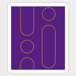 Purple background with orange oval and round shapes Sticker